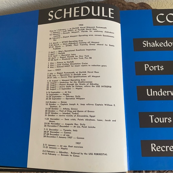 USS Coral Sea CV-43 US Navy 1956 Mediterranean Cruise Book Gibraltar Info Sheet - Picture 10 of 15